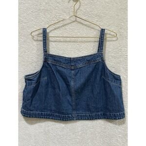GAP Cropped Denim Tank Top XL Streetwear Adjustable Strap Festival Indie Boho